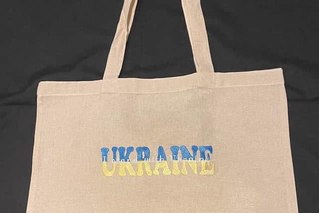 Embroiditize I stand with Ukraine tote bag