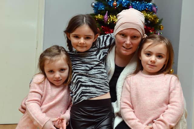Pallion Action Group children's party for Anney Palfreyman who has been diagnosed with terminal cancer, with her children Harriet, 3, Harper, 4, and Holly Hartnack, 6.