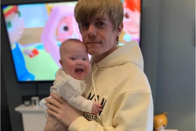 Corey with daughter Harper Rose.