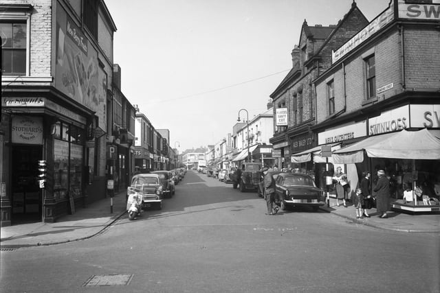 Swinhoes and Stothards are just two of the shops in this 1959 view of Blandford Street.