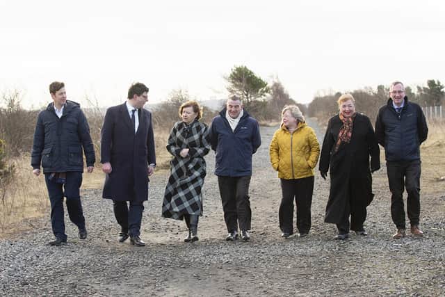 Cllr Martin Gannon walking the Leamside Line with cross-party MPs and business supporters in Feb 2022.