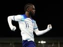 Samuel Iling-Junior celebrates scoring twice for England Under-20s against Germany (Photo by Matt McNulty/Getty Images)