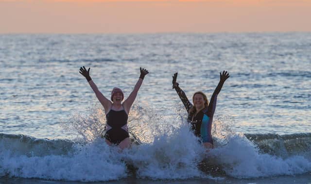 These brave swimmers certainly seem to be enjoying themselves.
