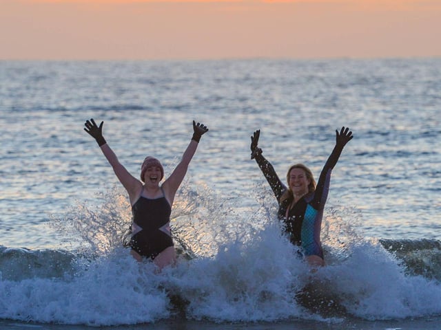 These brave swimmers certainly seem to be enjoying themselves.