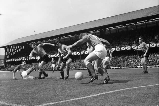 Italy (dark shorts) in action during their 1-0 defeat to the USSR, Roker Park, July 16, 1966.