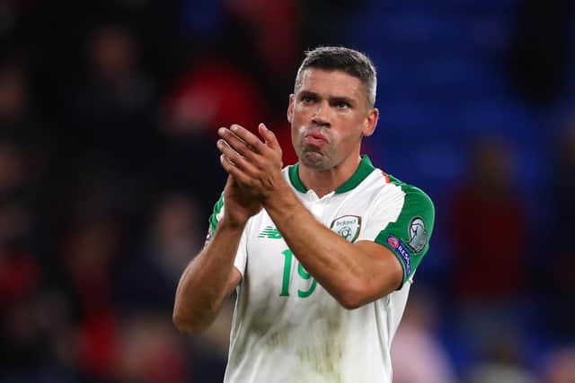 CARDIFF, WALES - SEPTEMBER 06:  Jonathan Walters of Republic of Ireland applauds fans after the UEFA Nations League B group four match between Wales and Republic of Ireland at Cardiff City Stadium on September 6, 2018 in Cardiff, United Kingdom.  (Photo by Catherine Ivill/Getty Images)