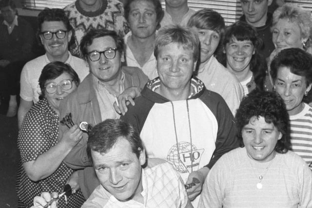 Regulars from the Eagle in Pennywell  raised £250 for the Children in Need Appeal. Alan Johnson pictured ready to throw his dart in 1988.