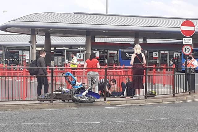 A man was taken to hospital after a roadside collision on Park Lane in Sunderland.