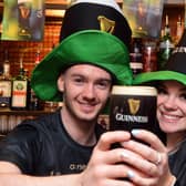 St Patrick's Day event at The Saltgrass. Bar staff Ciarán Roche and Abbie Jobling.