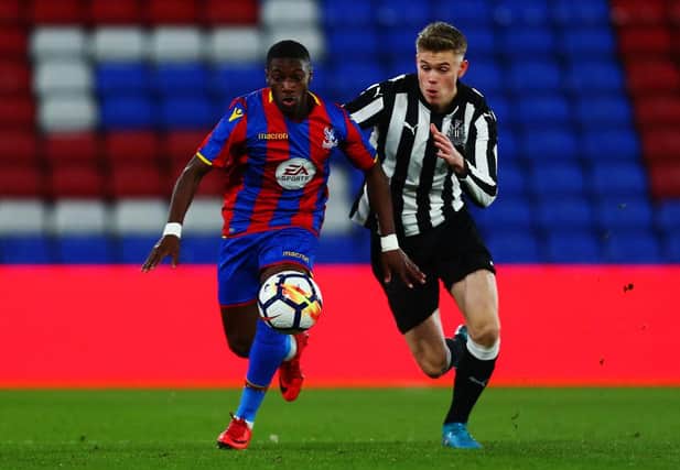 Lewis Cass of Newcastle during the FA Youth Cup Fourth Round match between Crystal Palace and Newcastle United in 2018.