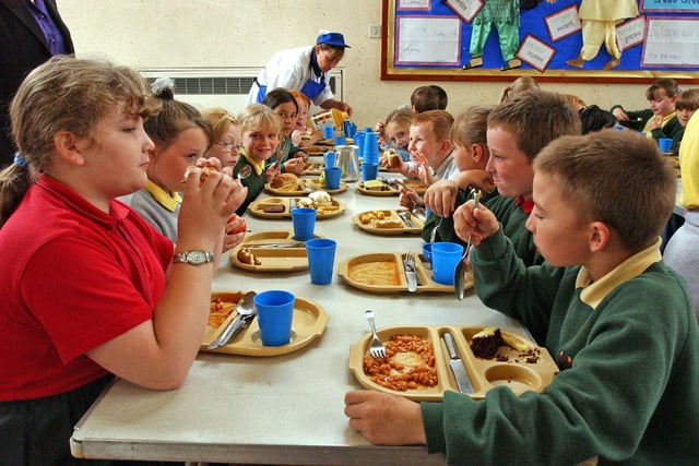 School dinners at Hudson Road Primary School in Hendon with beans and plenty more choices on the menu.