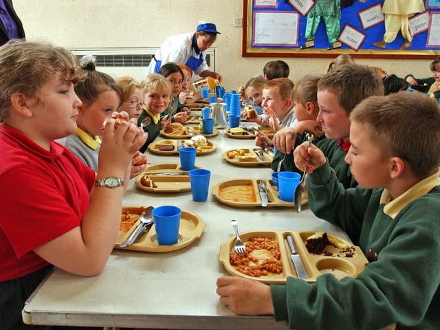 School dinners at Hudson Road Primary School in Hendon with beans and plenty more choices on the menu.
