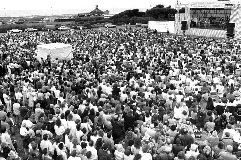 A huge audience greeted The Drifters when they came on stage for their concert in Bents Park in 1989. Were you there?
