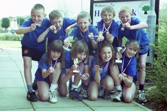 The Holley Park Primary School cross country runners pictured in 1999 were left (front): Kirsty Clayton, nine, Justine Gates, 10, Sarah-Jane Anderson, 10, Rachel Freeman, 10, and (back) James Miller, nine, Andrew Wilson, 10, Alex Patton, 10, Ross Drummond, nine and Matthew Noble, 10.