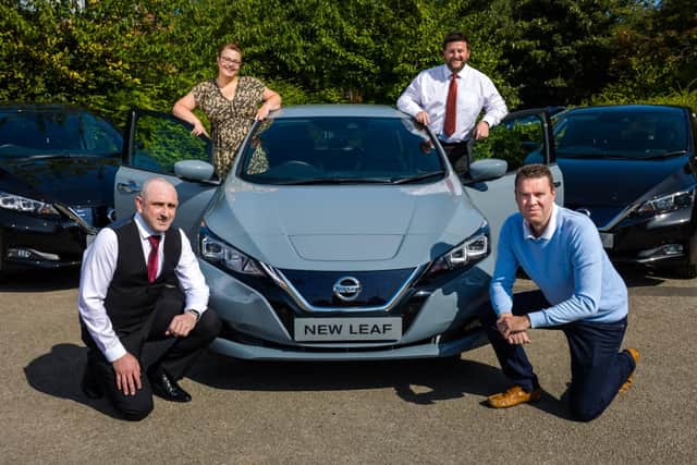 (from left): Nissan's Noel Critchley, Coun Claire Rowntree, Neil Milnthorpe and Coun Kevin Johnston