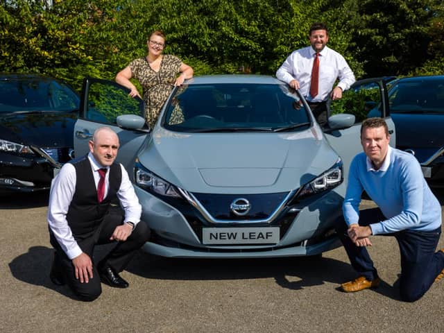 (from left): Nissan's Noel Critchley, Coun Claire Rowntree, Neil Milnthorpe and Coun Kevin Johnston