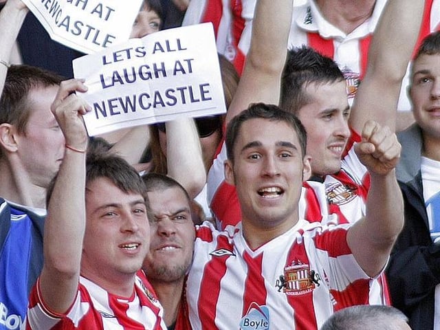 Sunderland's fans celebrate Newcastle United at the end of the 2008/09 season.