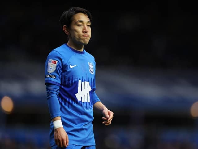 Koji Miyoshi playing for Birmingham City. (Photo by Matthew Lewis/Getty Images)