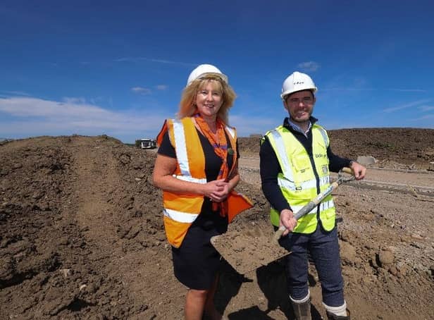 Bellway sales advisor Barbara Kettlewell, with Barton Meadows project manager Paul Harnett.