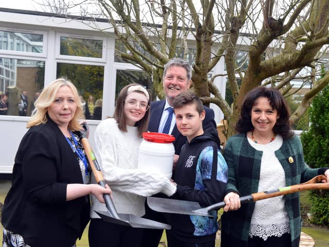 From left, school head Christine Cave, student Kate, chief executive John Phillipson, student Kieron and Sunderland Central MP Julie Elliott.