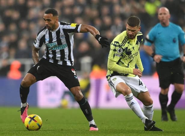 Newcastle player Callum Wilson in action during the Premier League match between Newcastle United and Leeds United at St. James Park on December 31, 2022 in Newcastle upon Tyne, England. (Photo by Stu Forster/Getty Images)