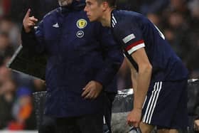 Scotland manager Steve Clarke prepares to give Ross Stewart his international debut. (Photo by Ian MacNicol/Getty Images)