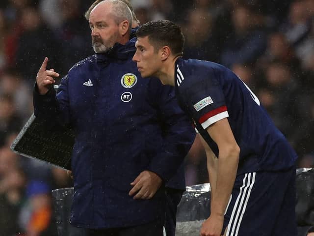 Scotland manager Steve Clarke prepares to give Ross Stewart his international debut. (Photo by Ian MacNicol/Getty Images)