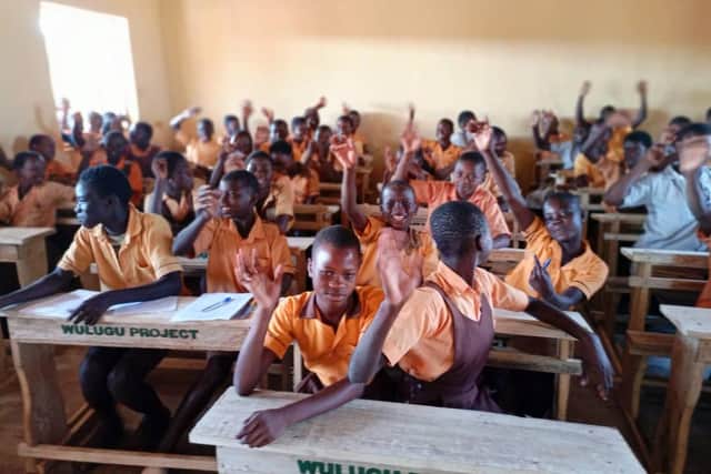 The Ghanaian school now has desks, thanks largely to Seaburn Rotary.