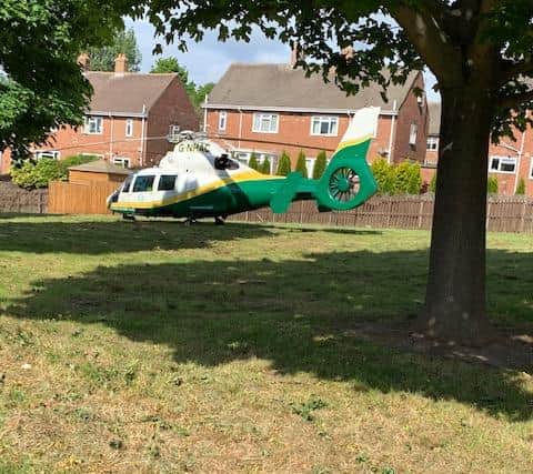 The air ambulance landed in Springwell. Picture by Stephen Bell.