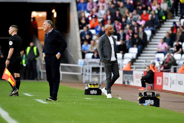 Sunderland boss Tony Mowbray and Burnley boss Vincent Kompany. Picture by FRANK REID