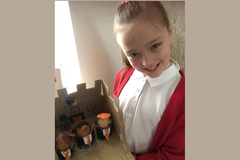 Summer, age 9, with her Harry Potter eggs.