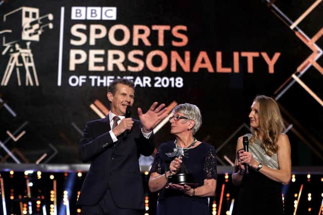 Steve Cram, seen here with fellow athletes Dorothy Hyman and Paula Radcliffe, is now a respected broadcaster. PA picture.