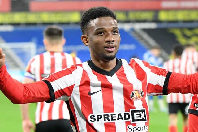 Amad Diallo after scoring for Sunderland against Huddersfield.