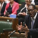 Chancellor Kwasi Kwarteng delivered his "mini-budget" to the House of Commons, prompting a slump in the value of the pound. (Jessica Taylor/UK Parliament via AP)