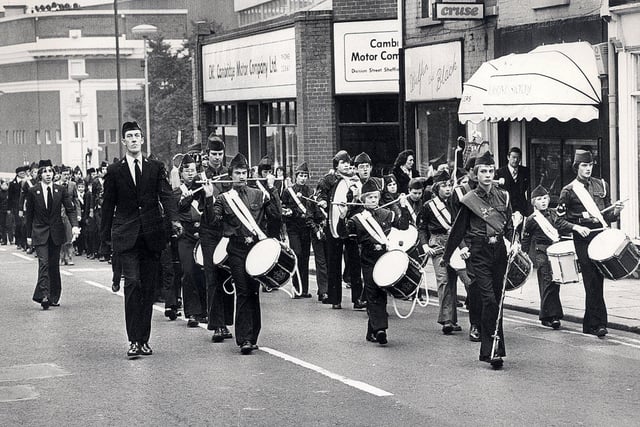 Boys Brigade Founders Day parade, Cambridge Street, Sheffield October 1979