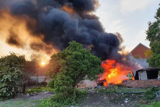 County Durham and Darlington Fire and Rescue Service shared this photo of the blaze as it appealed for help to trace those responsible for starting it.
