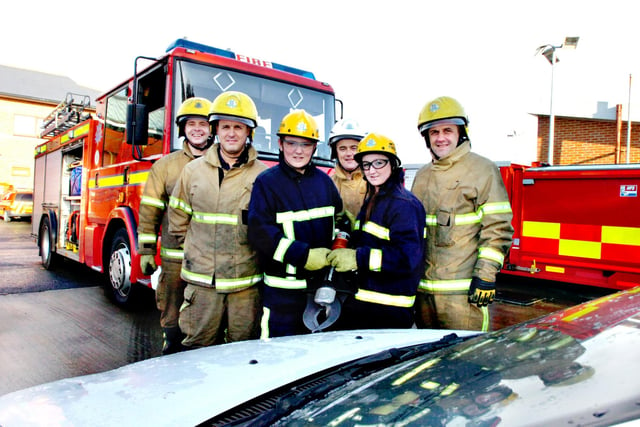 Craig Gaines and Shauna Oliver got to be firefighters for a day at Peterlee Fire Station in 2007.