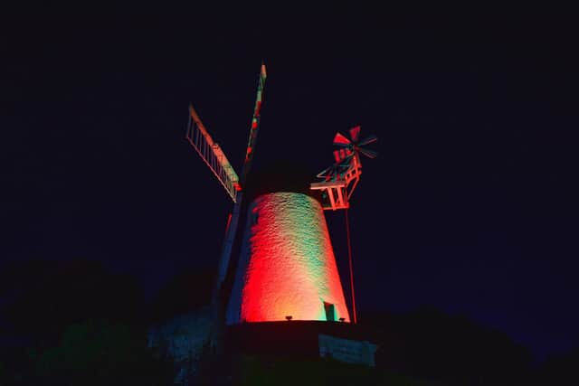 Fulwell Mill  in Sunderland has been  lit red, white and green in a symbolic show of support for the people of Lebanon following Tuesday's huge explosion in Beirut.