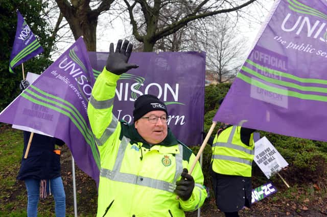NEAS workers on the picket line in Chester-le-Street.