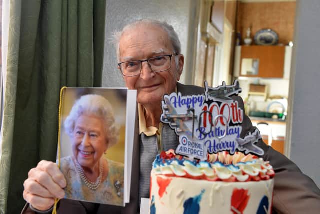 Harry Oxman celebrates his 100th birthday.