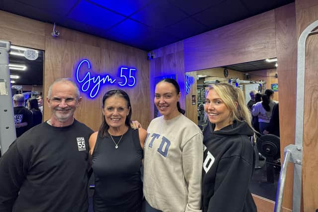 Pictured from left is Tony Attrill, of Gym 55, Dawn Attrill, of Gym 55, Andrea Dixon, of ATD Fitness, and Maisie Swainston, of ATD Fitness.