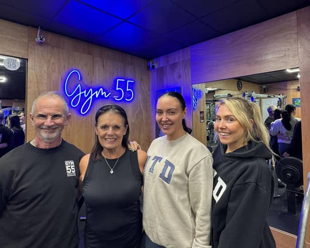 Pictured from left is Tony Attrill, of Gym 55, Dawn Attrill, of Gym 55, Andrea Dixon, of ATD Fitness, and Maisie Swainston, of ATD Fitness.