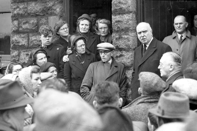 A terrible day at Easington as the local residents hear the latest news from a pit official following the disaster at the colliery where 81 miners lost their lives in 1951..