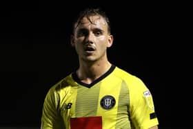 HARROGATE, ENGLAND - SEPTEMBER 10: Jack Diamond of Harrogate Town looks on during the Sky Bet League Two match between Harrogate Town and Newport County at The EnviroVent Stadium on September 10, 2021 in Harrogate, England. (Photo by George Wood/Getty Images)