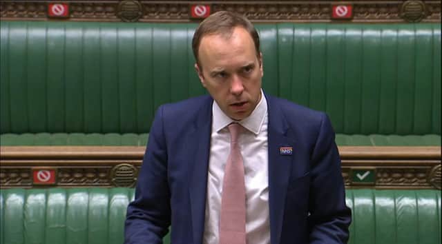 Health Secretary Matt Hancock makes a statement on Covid-19 in the House of Commons, London, confirming local lockdown restrictions will be introduced in Northumberland, North Tyneside, South Tyneside, Newcastle-upon-Tyne, Gateshead, Sunderland and County Durham. PA Photo.