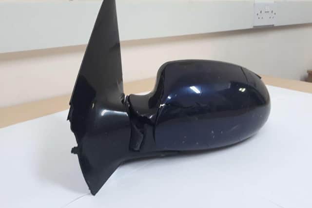Northumbria Police have released an image of the wing mirror which has come of the car suspected of being used in the hit-and-run collision.