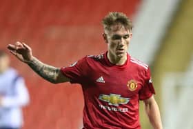Ethan Galbraith playing for Manchester United Under-23s.