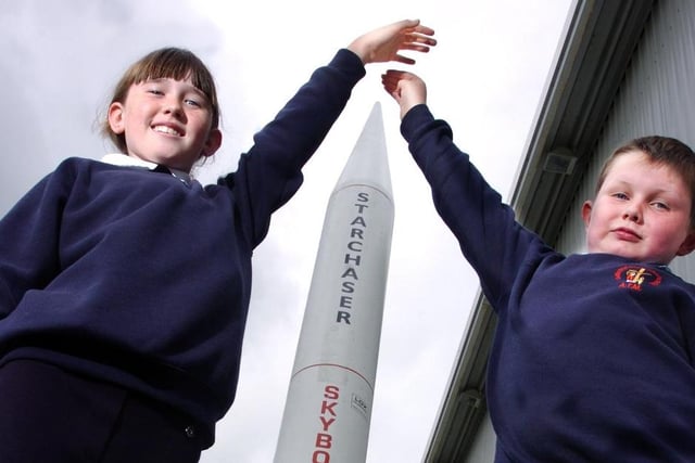 Katherine Hill and Andrew Martin were loving every minute of the Mission To Space Day at Easington Colliery Primary School 14 years ago.