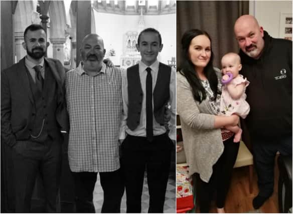 Vince with sons Josh and Nathan (left) and with  daughter Lauren and granddaughter Chloe (right)