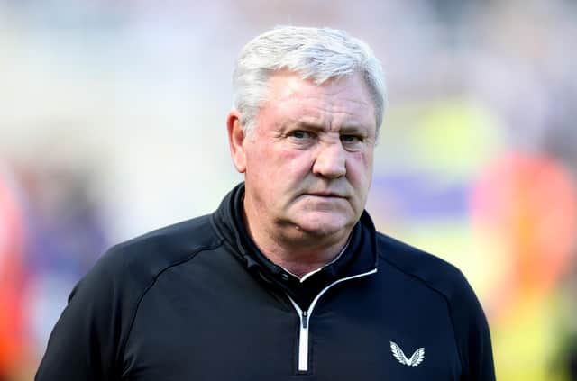 NEWCASTLE UPON TYNE, ENGLAND - AUGUST 28: Steve Bruce, Manager of Newcastle United looks on  during the Premier League match between Newcastle United  and  Southampton at St. James Park on August 28, 2021 in Newcastle upon Tyne, England. (Photo by George Wood/Getty Images)